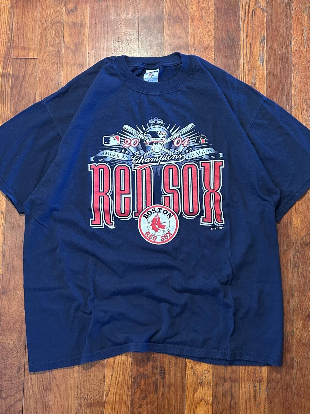Vintage Boston Red Sox ‘04 American League Champions Navy Blue Graphic T-shirt L